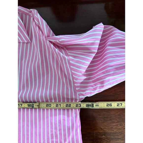 Zara Women's Pink White Striped Print Long Sleeves Button Down Shirt Size Large - Picture 4 of 4